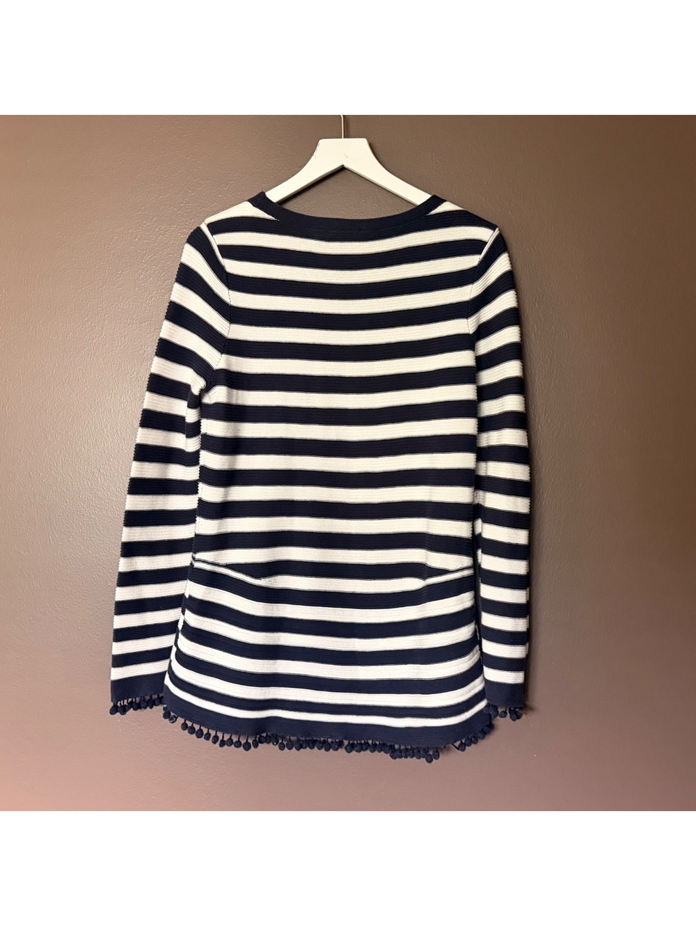Soft Surroundings Striped Sweater Women's Small Knit Pom Pom Trim